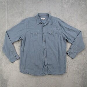 Blue Ranchwear Western Shirt Men XXL Blue Pinstripe Pearl Snap Long Sleeve